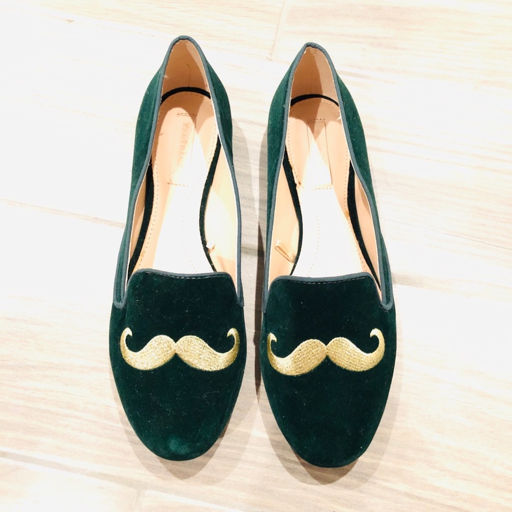 Zara Gold Velvet/ Gold Mustache Flats